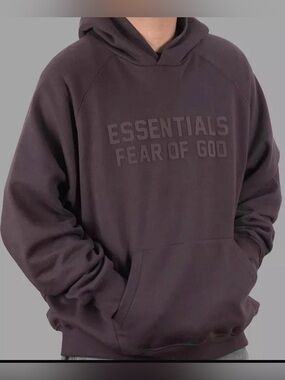Essentials Fear of God plum  Oversized Logo Hoodie